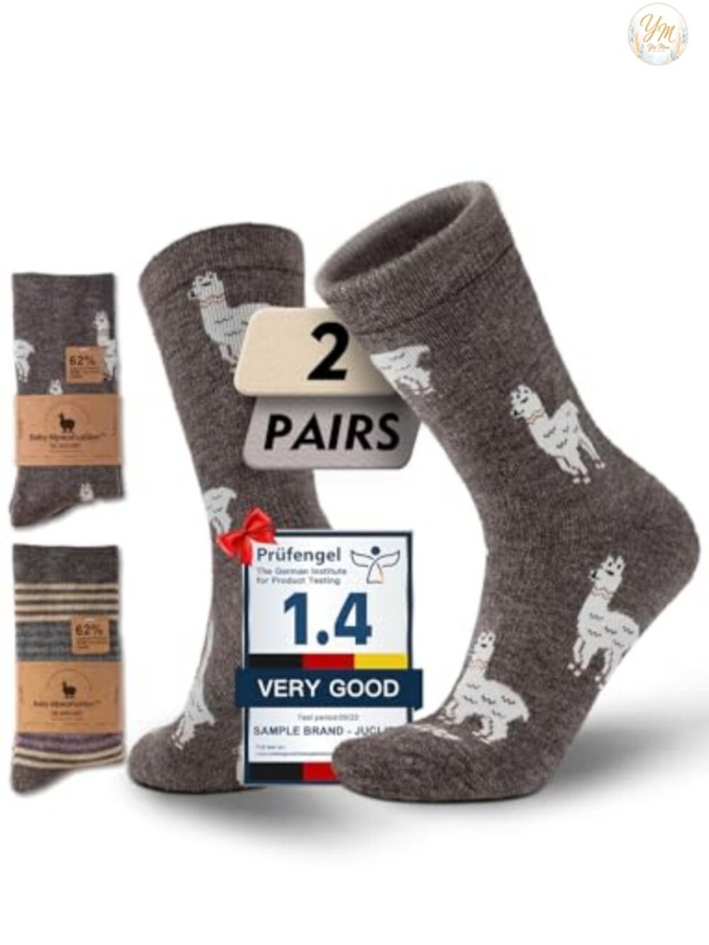 Heavyweight Alpaca Wool Crew Socks for Winter Hiking Thermal Warm Thick